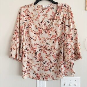 Rose & Olive Floral Blouse - Cream and Red